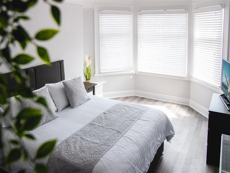One of the bedrooms at Oxford House in Llandudno
