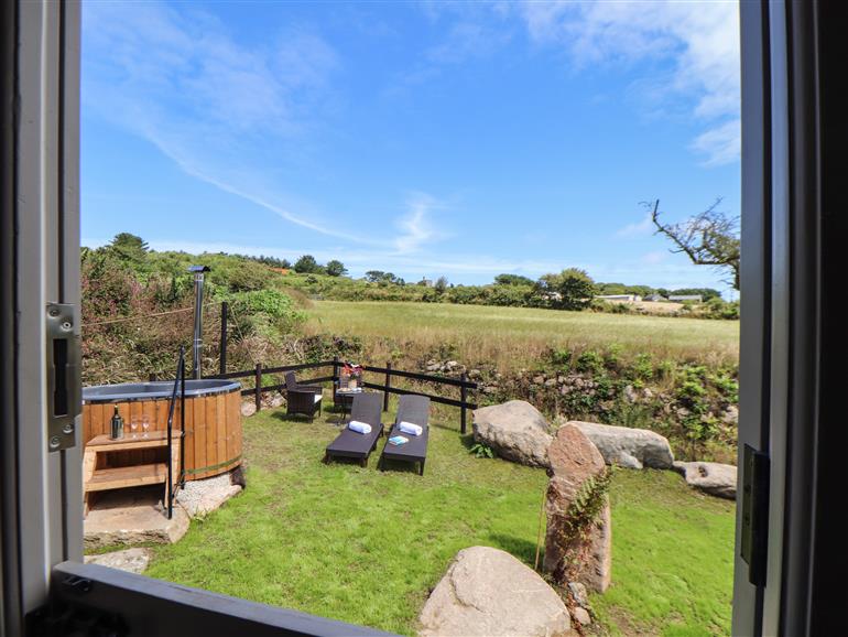 This is the garden at Bosulla Shepherds Hut near Penzance