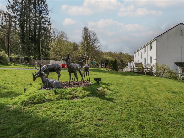 This is the garden at Lingy Luxury Family Pod in Keswick
