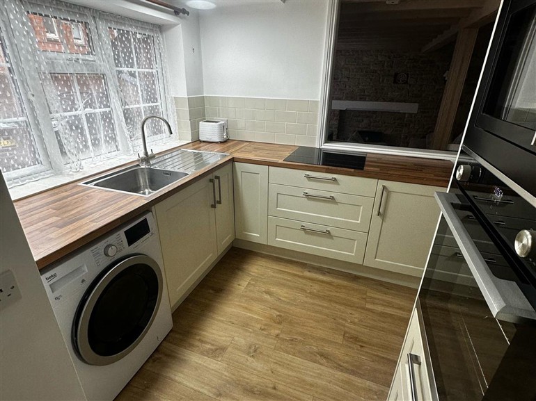 This is the kitchen at Claire Cottage in Swanage