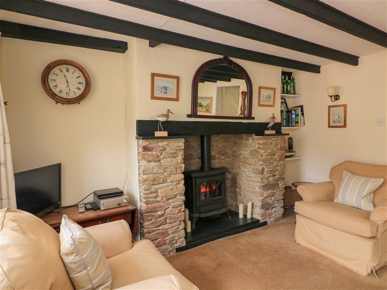 The living room at 1 The Square in Hope Cove