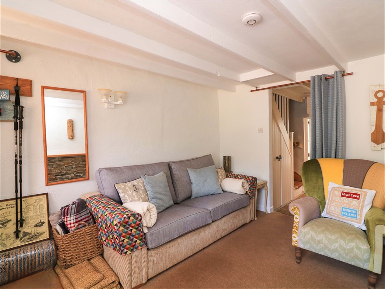 The living room at 2 The Square in Hope Cove