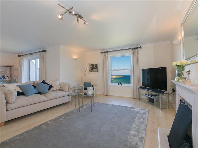 This is the living room at Blue Horizons in Carbis Bay