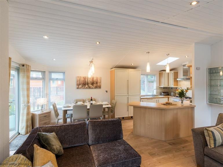 The living room at Broad Larch Lodge in Glade 16