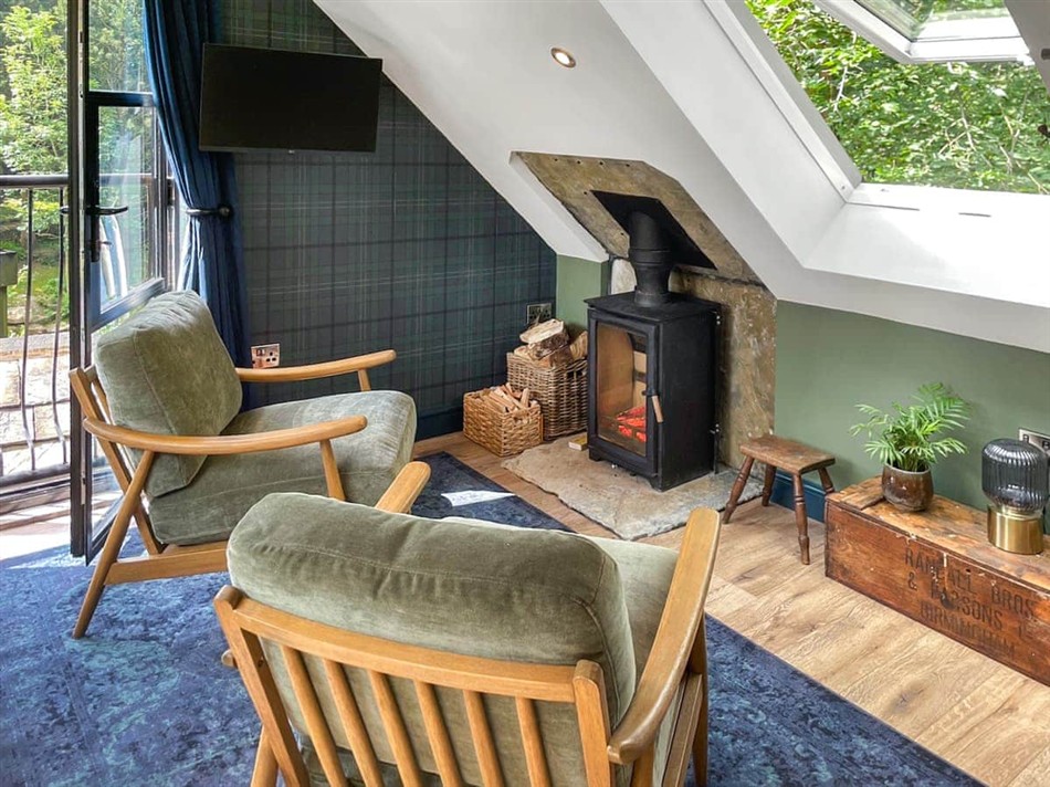 Living room in The Woodland Loft, Hebden Bridge