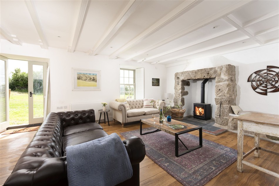 Living room in Worvas Counthouse, St Ives