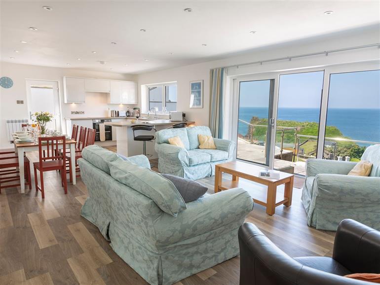 The living room at Ocean View in Hope Cove