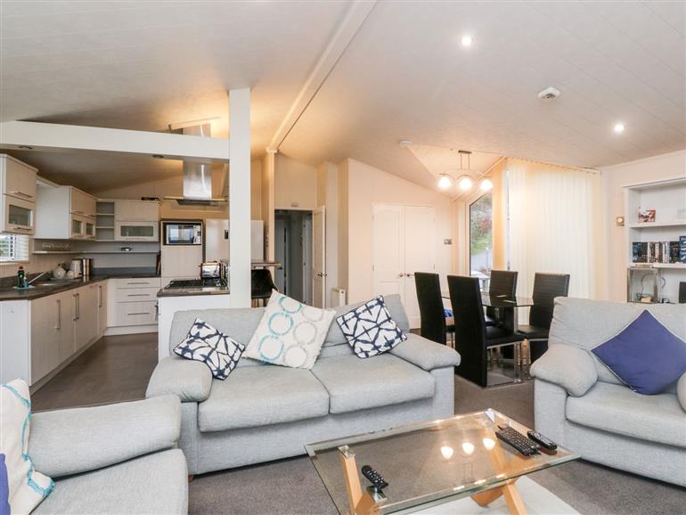 This is the living room at Oyster Bay Lodge in Dalbeattie