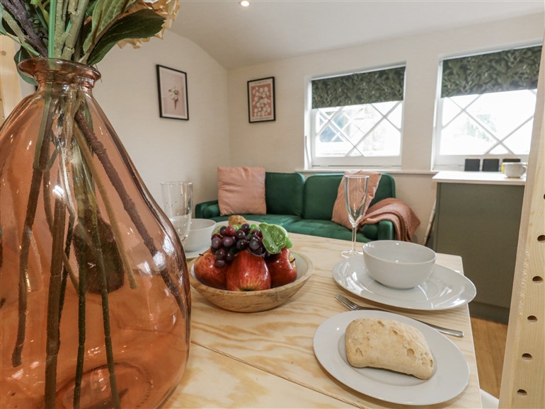 The living room at Sea Pink Studio in Langton Matravers