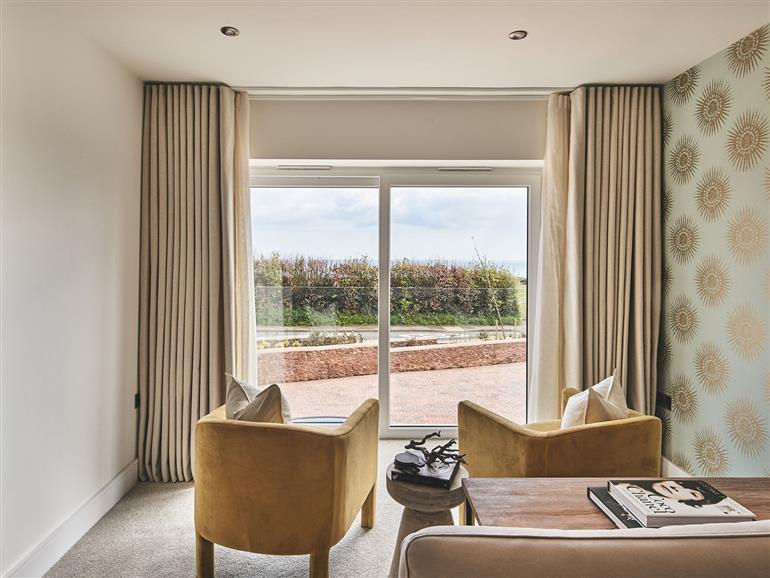This is the living room at Topaz in Stoke Fleming