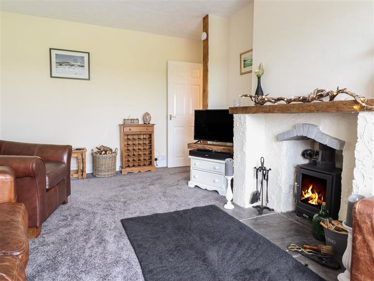 The living room at Ty’r Graig in Llanbedr