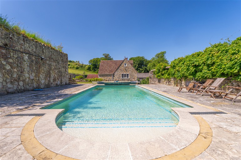 The swimming pool at Tuckers Farm in Gatcombe